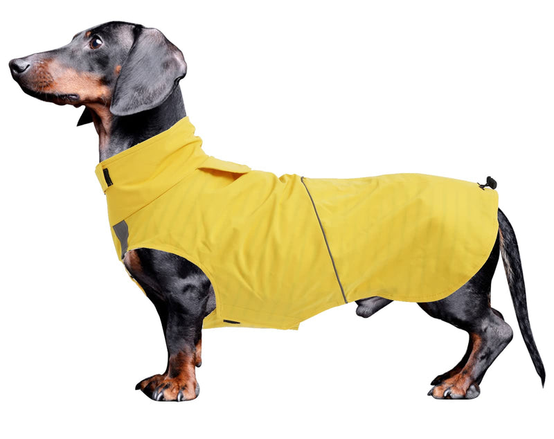 Dachshund Raincoat, Sausage rain Coats, Suitable for Dachshunds Corgi Weiner, Dog Waterproof Coat with Reflective Stripe underbelly Protection - Yellow - M Medium(Back: 17"-18"in)