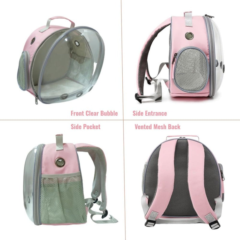 Small Animal Carrier Guinea Pig Backpack,Transparent, Breathable Backpack Carrier for Hedgehogs, Rabbits, Birds, Squirrels, Hamsters, Lizards Comfortable, Portable Travel Bag for Small Pets (Pink) Pink