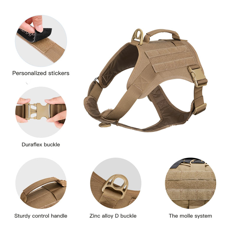 EXCELLENT ELITE SPANKER Tactical Dog Harness Vest Military Working Dog Harness No-Pull Pet Harness Adjustable Training Vest with Easy Control Handle (L, Coyote Brown) L (Chest:31.5''-43.3'') - PawsPlanet Australia