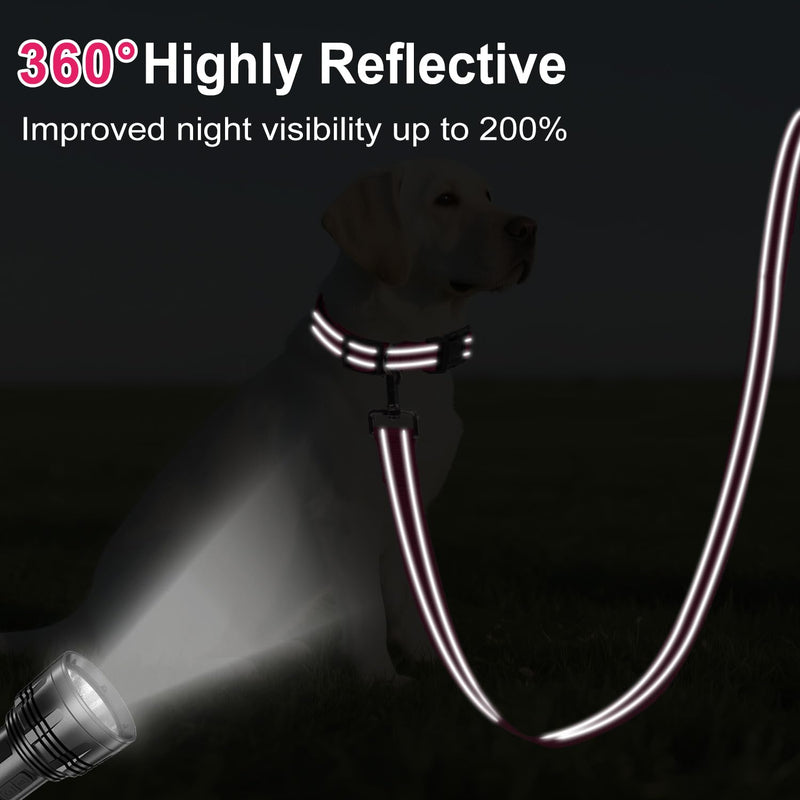 6FT Reflective Nylon Dog Leash with Soft Padded Handle for Walking, Running and Training, Supports Small Medium and Large Dogs (Hotpink, 3/4Inch Wide) 3/4"*6' Hot Pink - PawsPlanet Australia
