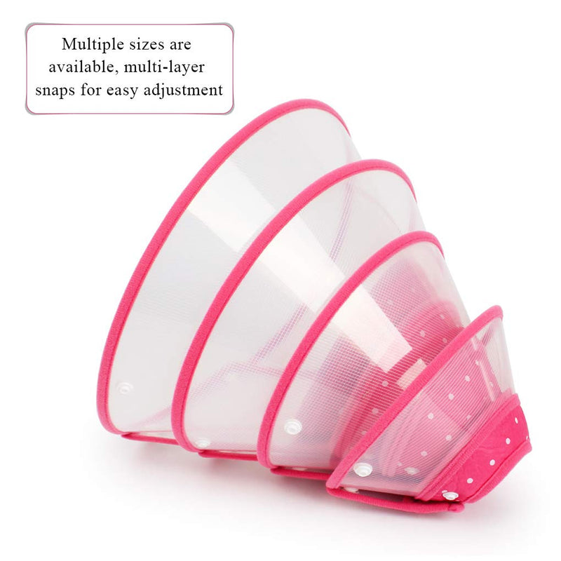 Andiker Pet Cone Recovery Dog Cone Adjustable Dog Collar Clear Padded Collar with Breathable Soft Edge Plastic Puppy Cone Protect the Neck Surgery Recovery Designed for Cats and Puppies (Small, Pink) Small