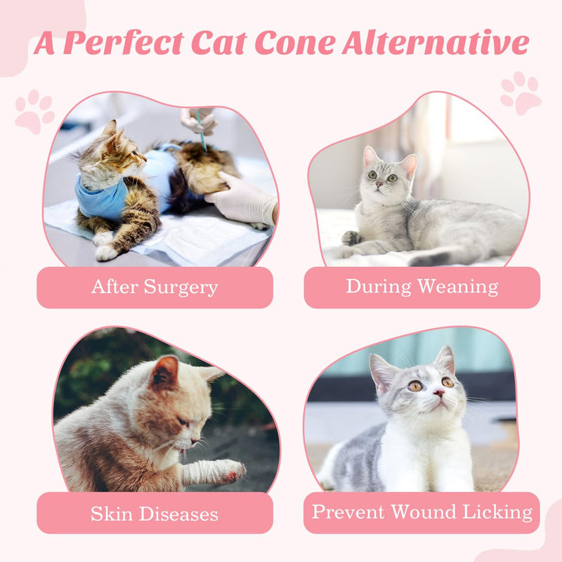 Cat Surgery Recovery Suit for Female Cat, Breathable Surgical Recovery Shirt for Abdominal Wounds Skin Diseases After Surgery, Soft Fabric Kitten Onesie, E-Collar Alternative for Cats, M Pink Medium - PawsPlanet Australia