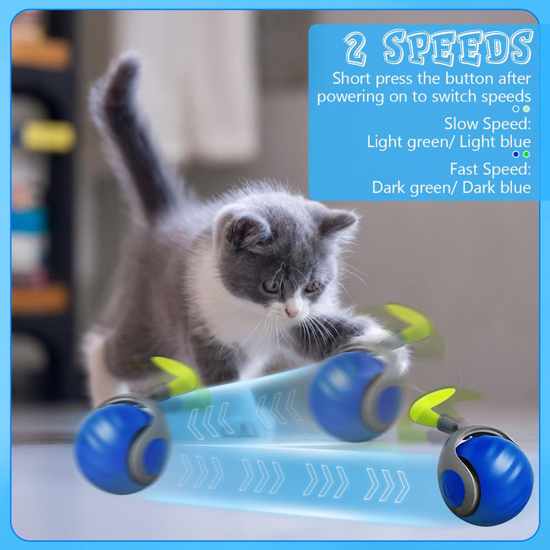 Speedy Tail 2.0,Speedy Tail Cat Toy,Smart Interactive Cat Ball Toy for Indoor Cats with 3 Tails 2 Speeds,Obstacle Avoidance Smart Cat Toys for Keep Them Busy for Small/Medium/Large Cats (Blue) Blue - PawsPlanet Australia