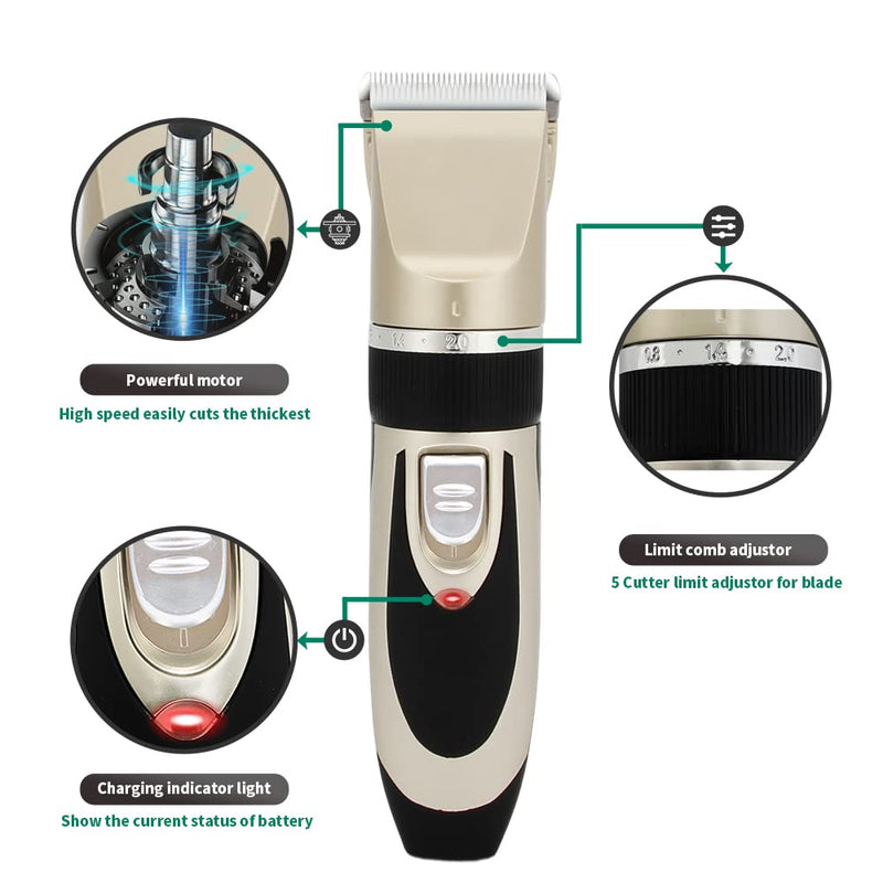 Gromming Dog Clippers,USB Rechargeable Dogs Cats and Other Pets Grooming kit,Professional Hair shavers, Low Noise Pets Hair Remover - PawsPlanet Australia