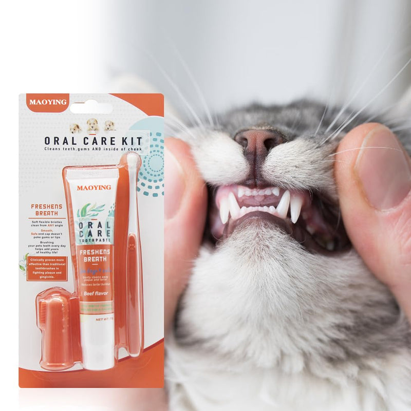 Dog toothbrush, dog toothpaste, dog dental care set, dog toothpaste against tartar, toothbrush dog toothbrush for small refreshes breath, removes tartar