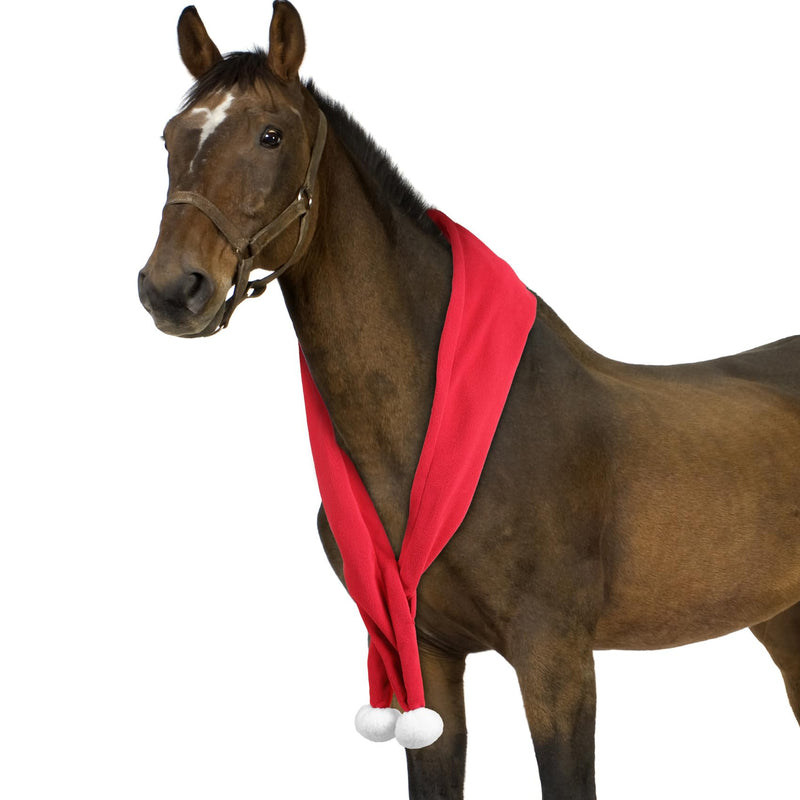 Christmas Fleece Scarf for Horse, Red Santa Equestrian Decoration Holiday Xmas Parade