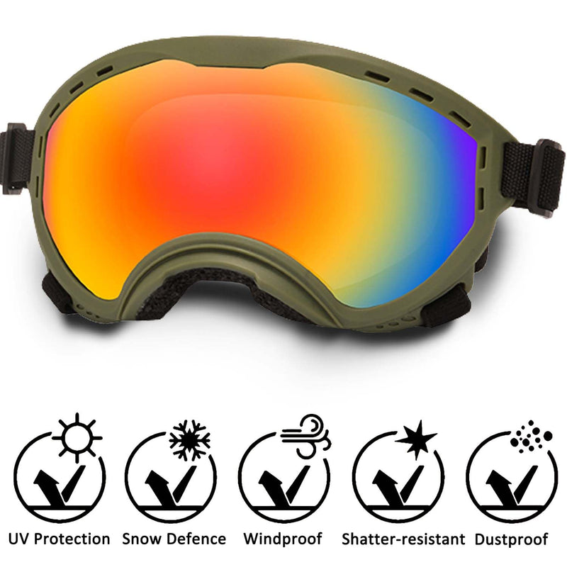 Dog Sunglasses with Adjustable Strap, UV Protection, Winproof Puppy Sunglasses, Suitable for Dogs Eyes Protection,Soft Dogs Goggles Medium Army Green Frame Colored Lenses - PawsPlanet Australia
