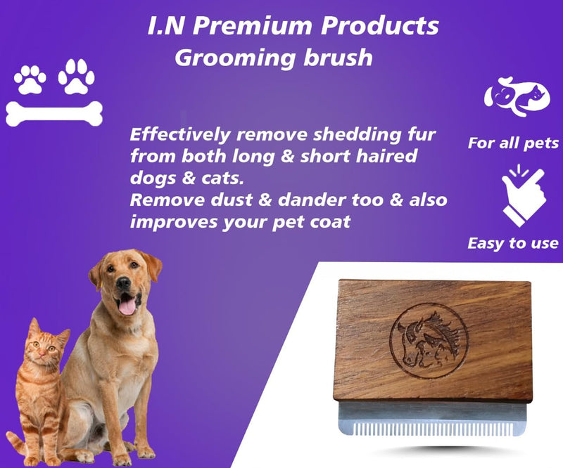 Deshedding Grooming Tools for Dogs Cats & Horse Easy Ergonomic Wooden Handle Professional Brush Grooming Tool, Remove painlessly 95 Percent of Lose Hair Fur & Dirt (5 inch) (2.5 inch) 2.5 inch - PawsPlanet Australia
