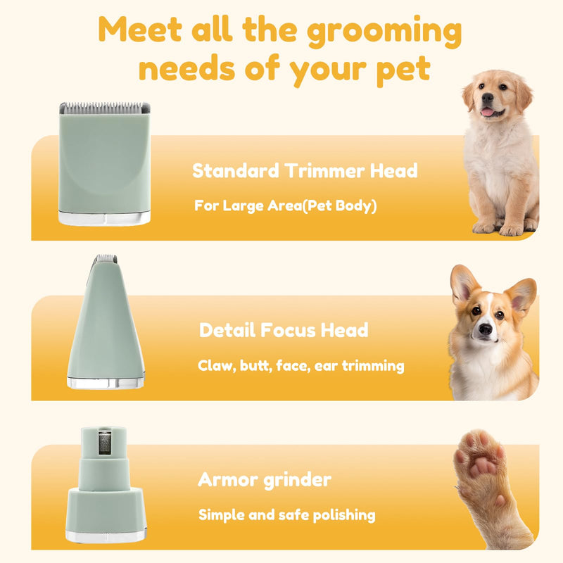 Cat Grooming Clippers Kit Cordless Low Noise Cat Clippers Kit Two Speed Cat Hair Trimmer Dog Hair Clipper Cat Shaver for Matted Fur Small Dog Grooming Kit Dog Paw Trimmer Pet Clipper for Cat (Green) Green