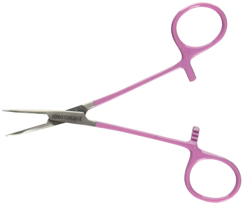 Cynamed Pet Hair Puller and Tick Removing Curved Forceps with Serrated Jaws for Cats, Dogs and More 5.5" Hot Pink - PawsPlanet Australia