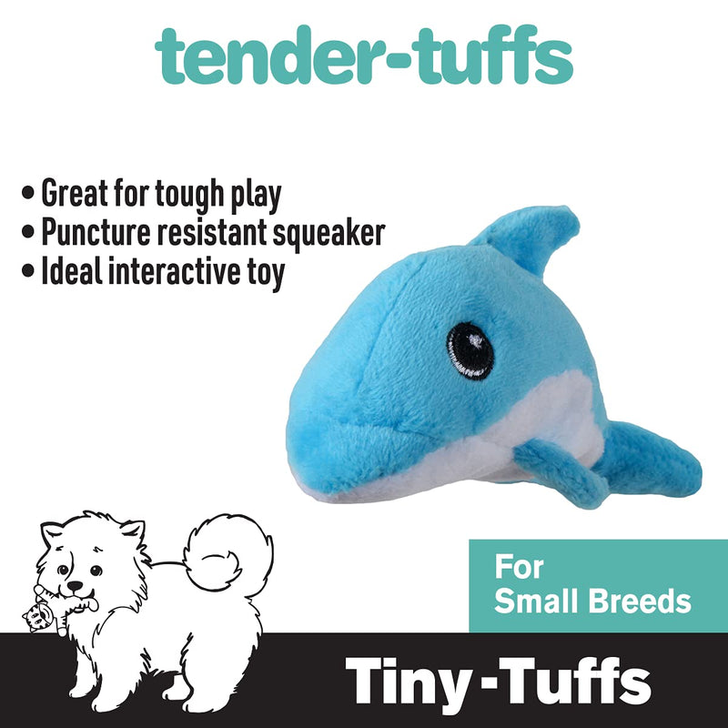 Snuggle Puppy Tender-Tuffs Tiny - Tough Plush Dog Toys for Puppies and Small Breeds - Stuffed Blue Dolphin with Puncture Resistant Squeaker - PawsPlanet Australia