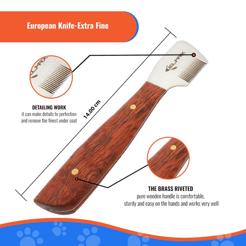 Elmax Professional Stripping Knife for dogs (Pack of 6), Best for Removing Unwanted Undercoat, Blades are made of Stainless Steel with Wooden Handle Grip (Right-Handed, Rosewood)