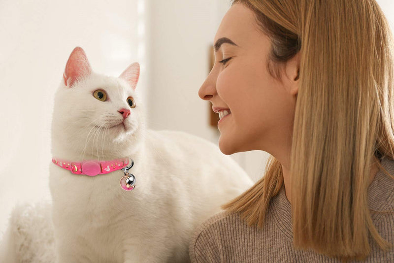 4PCS Cat Collar with Bells,Breakaway Cat Collars,Kitten Collar with Bell Moons Stars Cute Kitty Safe with Pendant,Cat Collars for Girl Cats 6.9-10.7 Inch(Black&Purple&Pink&Teal) 6.9"-10.7" Black&Purple&Pink&Teal - PawsPlanet Australia