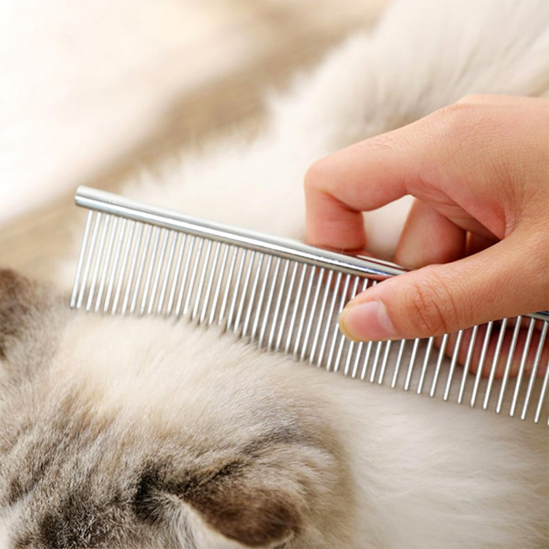 4 PCS Stainless-Steel Comb Dog Combs for Knots, Mats & Loose Hair Removal - Effective Dematting Tool, Comfortable, Lightweight, Portable & Safe for Dogs, Cats & Pets - PawsPlanet Australia