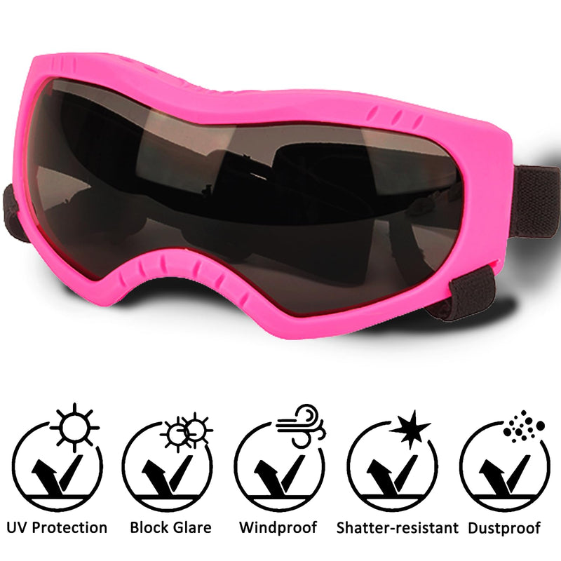 Dog Sunglasses,Doggles Anti-UV Protection,Pet Sunglasses with Adjustable Strap,Suitable for Motorcycle Car Driving Bike Riding Hiking Swimming Wind Dust Fog Dog Eye Protection Medium PinkGrey-M - PawsPlanet Australia