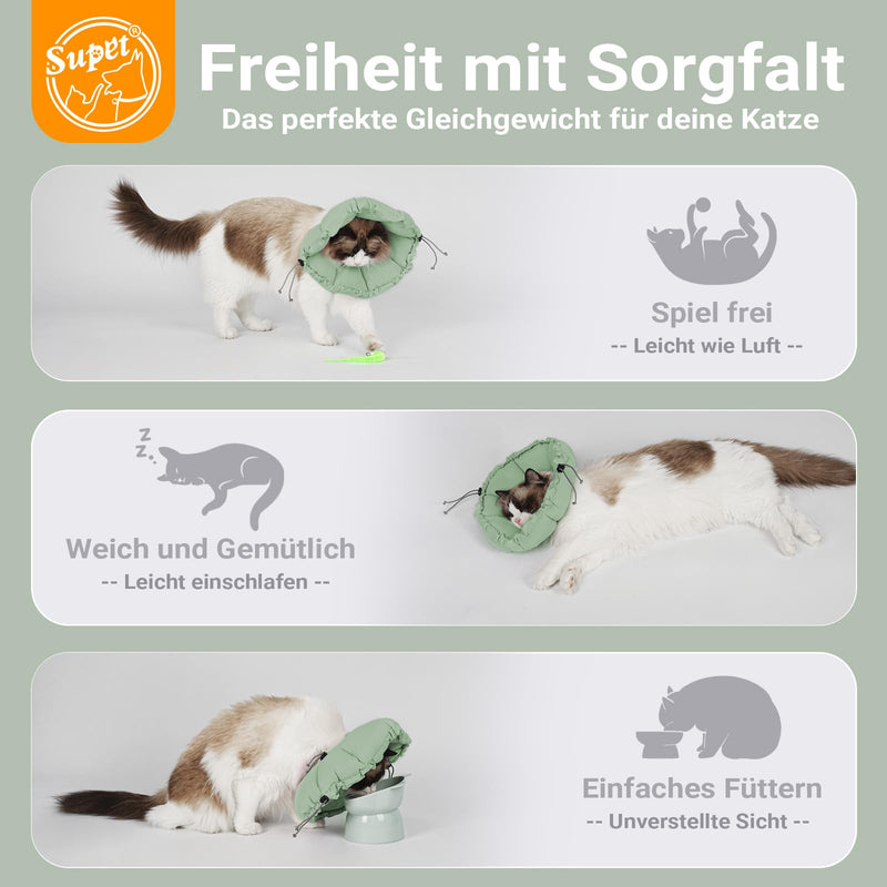Adjustable Cat Collar 2-in-1 Soft Cat Collar with Flower Shape for Cats After Surgery and Injury, Protection from Licking on Paws & Stomach M light green