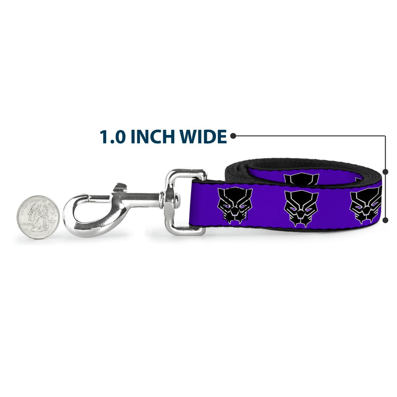 Marvel Comics Pet Leash, Dog Leash, Black Panther Avengers Icon Purple White Black, 6 Feet Long 1.5 Inch Wide 6 Feet Long - 1.5" Wide