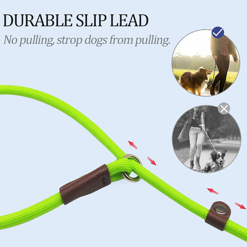 MayPaw Slip Lead Control Leash for Dogs No Pull, 13+ Colors Classic Dog Lead 7 FT Pet Slip Leash, 1/4” Rope Leashes for Small Medium Animals (7ft*1/4", Green) 7ft*1/4" - PawsPlanet Australia