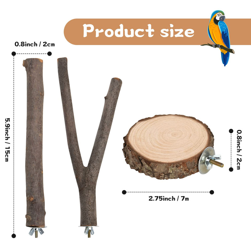 9 PCS Natural Wood Bird Perch, Wooden Parrot Perch Stand Bird Cage Branches Platform Accessories for Parakeets Cockatiels Conures Macaws Finches Love Birds 9 - PawsPlanet Australia