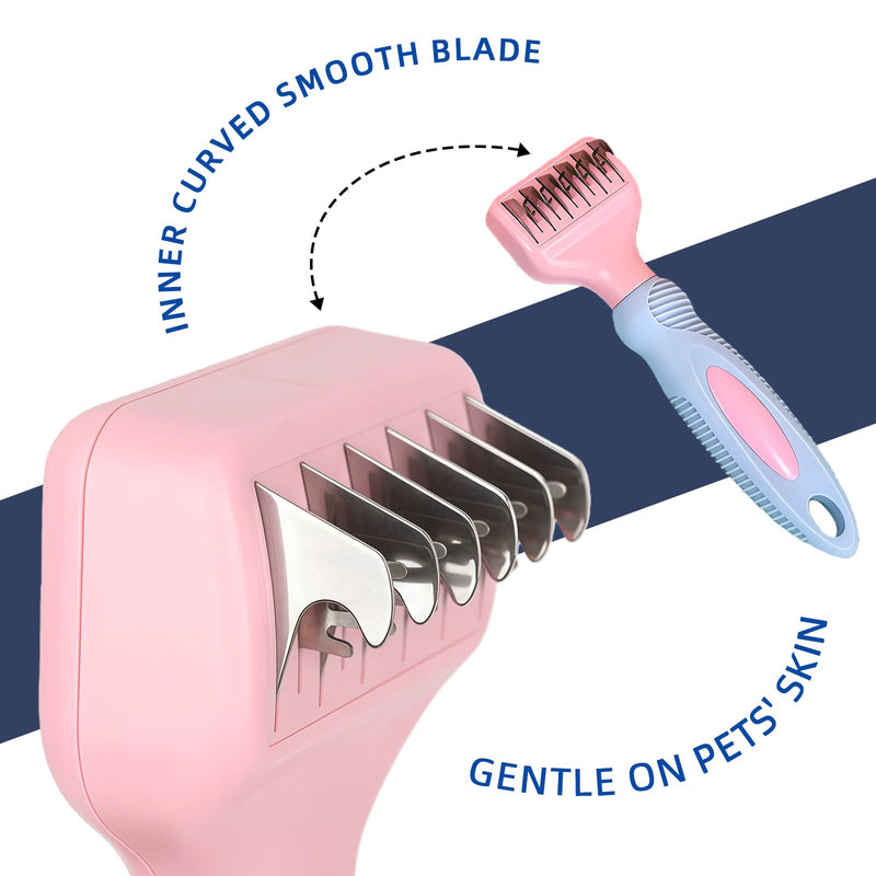 Professional Pet Dematting Comb for Dogs and Cats, Stainless Steel Rounded Teeth, Gentle Knot and Tangle Removal Tool, Grooming Supplies