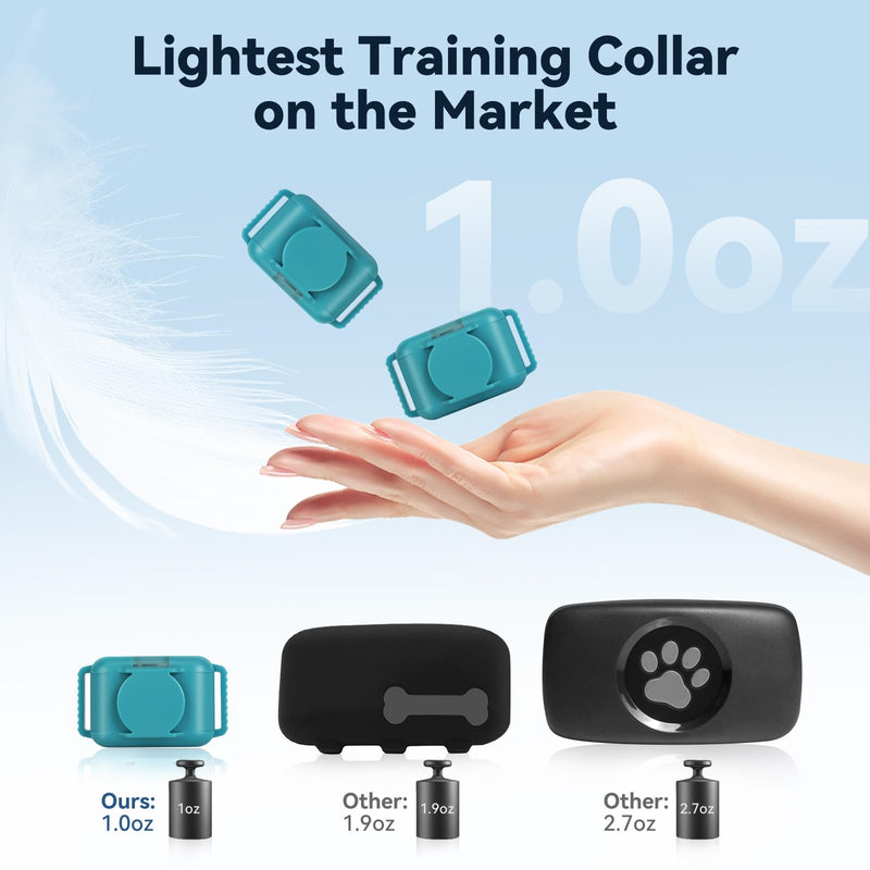 Smallest Dog Training Collar for 3 Dogs，Dog Shock Collar with Remote Control(5–120Lbs), 2000ft Range，4 Training Modes，Waterproof Rechargeable Electric Dog Collar for Small Medium Large Dogs，Cyan Cyan and Pink - PawsPlanet Australia