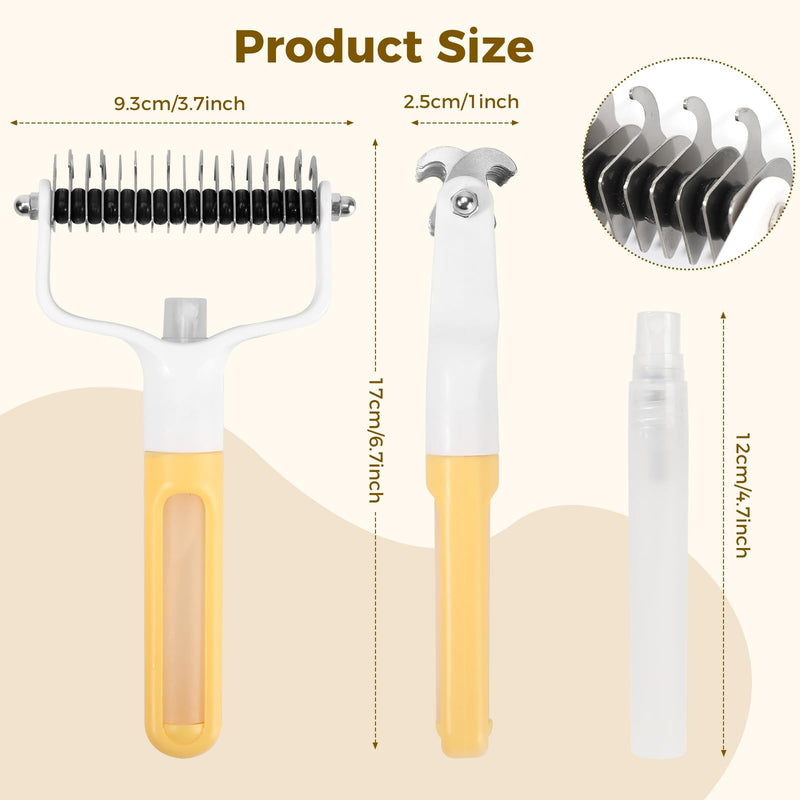 Undercoat Rake for Dogs & Cats, Double-Sided Deshedding Dematting Tool with Spray Bottle, Extra-Wide Dog Brush for Shedding, Reduce Flying Hair, Effectively Remove Tangles, Knots and Mats