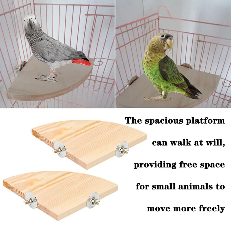 2 PCS Bird Wood Platform Sturdy Pet Platform Pet Perch Parrot Perch Fan Shaped Bird Perches Climbing Platform Bird Cage Accessories for Small Animals - PawsPlanet Australia