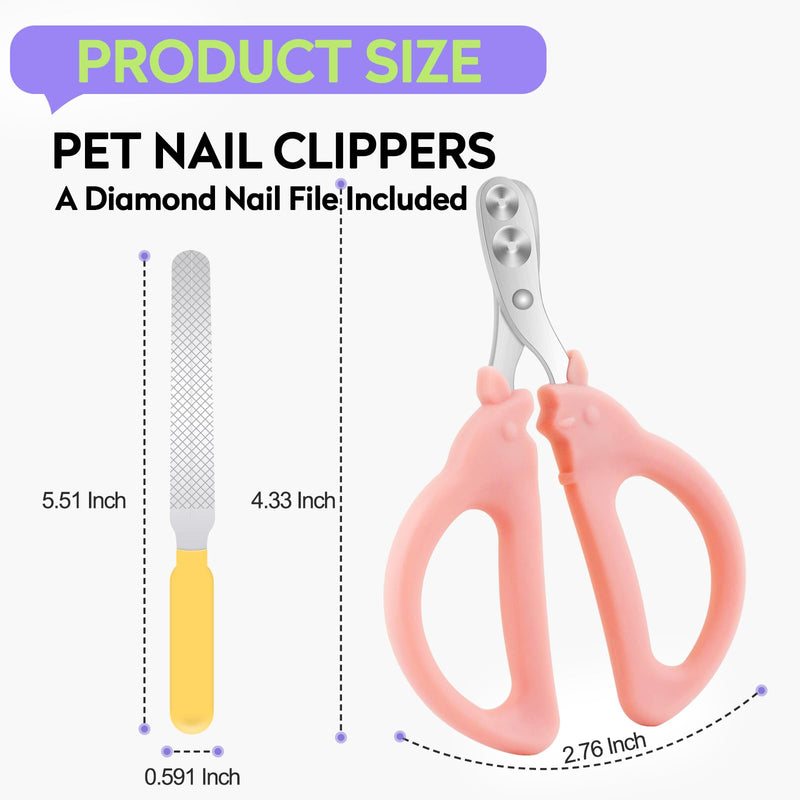 Cat Nail Clippers with Nail File, Kitten Claw Nail Clippers for Trimming, Stainless Steel Pet Bearded Nail Clippers Tool for Dragon, Guinea Pig, Rabbits, Birds, Ferret Small Breed Animals(Pink) Pink 2 - PawsPlanet Australia