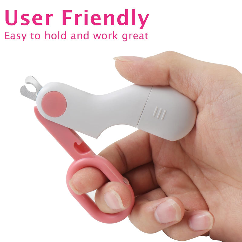 Small Animals Nail Clippers with LED Lights to Avoid Excessive Cutting and Razor Sharp Blades - Professional Claw Trimmer for Tiny Dog Cat Kitten Bunny Rabbit Bird Guinea Pigs Ferret Hamsters (Pink) Pink