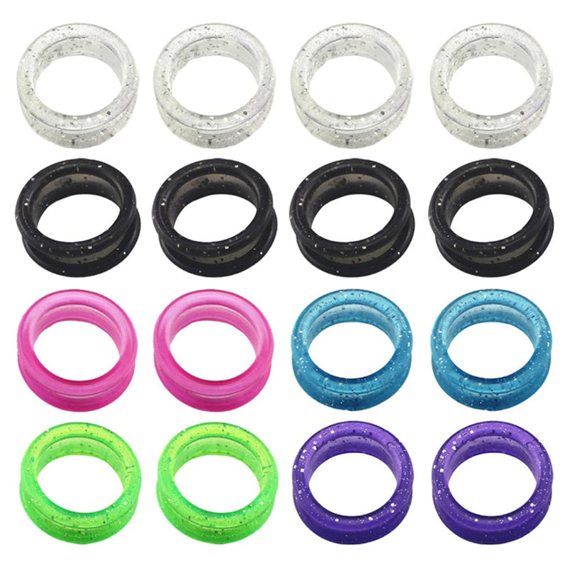 16pcs Silicone Finger Rings Grips Inserts Barber Hair Shears Finger Rings Grooming Shear Thumb Inserts Finger Protector Ring Hairdressing Pet Finger Rings