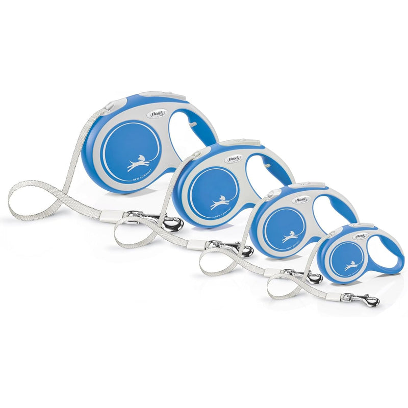 FLEXI New Comfort Tape Retractable Dog Leashes for Small Dogs Upto 33 lbs. – 16 ft., Blue | Tangle Free Pet Walking Leash with One-Handed Brake, Pause, Lock|German Quality Product Small - 16 Feet - PawsPlanet Australia