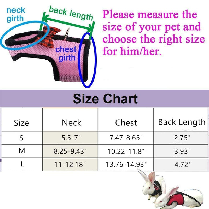 Rabbit Harness with Leash Adjustable Soft Mesh Vest Harness for Bunny Kitten Guinea Pig Rat (L, Black) L - PawsPlanet Australia