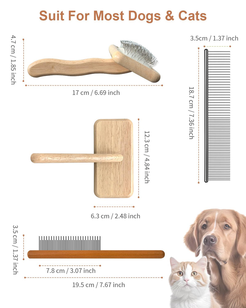 Dog Slicker Brush for Grooming & Shedding， Puppy Brush for Short or Medium-Haired Dogs with an Air-Cushion Design and Coated Tips, Suitable for Removing Loose Hair, Tangles, and Knots.
