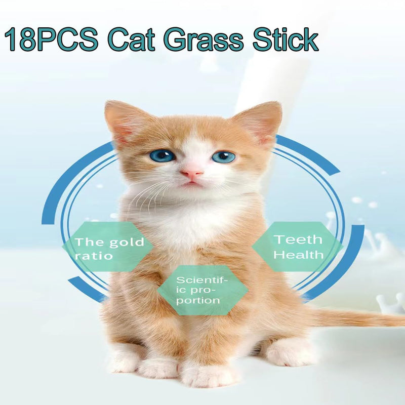 18PCS Cat Grass Teething Stick,Cat Grass Chew Sticks,Cat Grass Stick, Cat Teeth Cleaning Cat Grass Chew Sticks Molar Rod for Cat Indoor,for Hairball Removal - PawsPlanet Australia