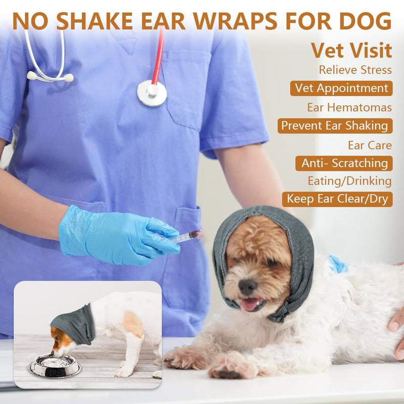 Aomig Dog Snood Ear Protectors, Dog Hat Neck and Ears Warmer, Dog Adjustable Ear Wrap, Dog Ear Muffs Noise Protection, Windproof and Cold-Proof Dog Snood Ear Protector for Anxiety Relief and Calming M Grey