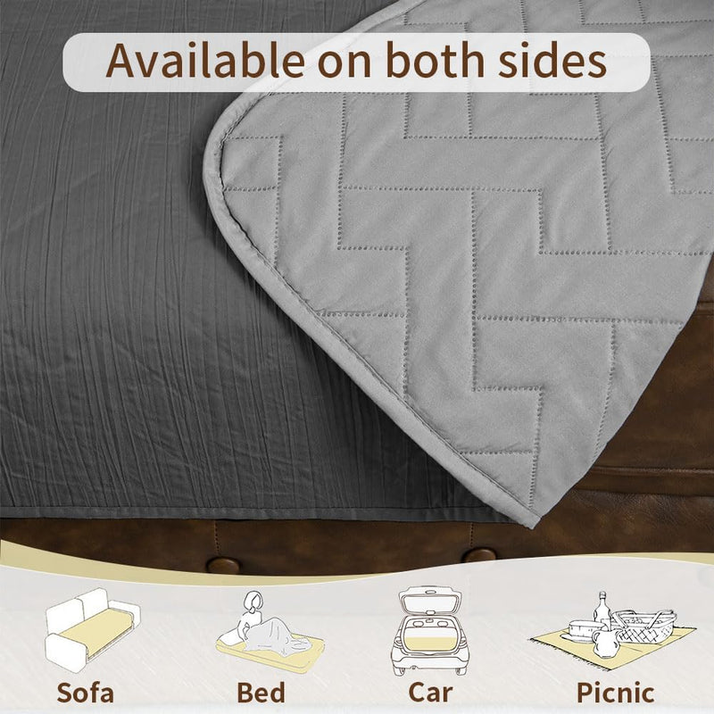 Ameritex 100% Waterproof Dog Bed Blankets Double Sided Dog Couch Cover Knurling Pattern pet Bed Cover Reversible Furniture Couch Sofa Car for Puppy Kids 40x50 Inch(Pack of 1) Darkgrey/Lightgrey - PawsPlanet Australia