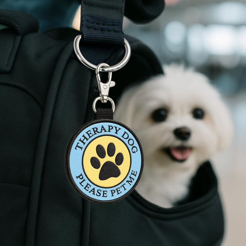 Therapy Dog ID Patch Tag - Double-Sided, Hangs from Therapy Dog Vest, Harness, or Leash - PawsPlanet Australia