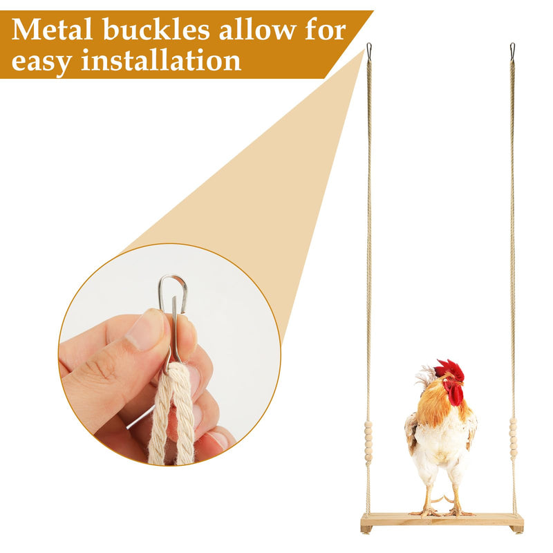 Chicken Swing Toy, Wooden Hen Swing Hanging Chicken Perch Ladder Swing Wood Stand Decorative Chicken Coop Accessories Toys Supplies for Rooster Chicken Owners & Lovers - PawsPlanet Australia