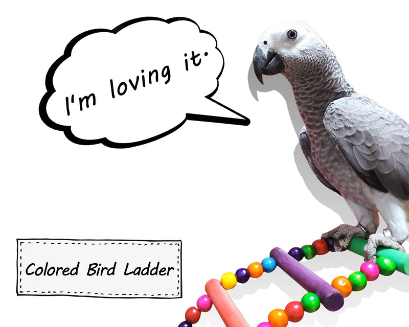 DS. DISTINCTIVE STYLE Bird Ladder Toys Coloured Flexible Parrot Swing Bridge Wooden Cockatiel Cage Hanging Climbing Ladder (39 in (16 Steps)) 39 in (16 Steps) - PawsPlanet Australia