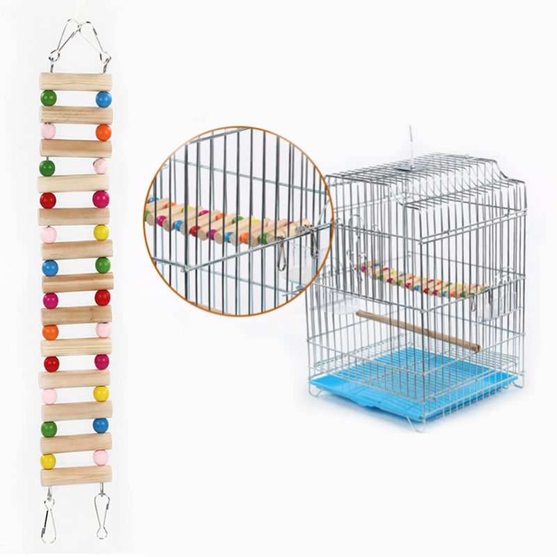 Hamiledyi Ewolee Hamster Hanging Toy, 3 Piece Wooden Small Animal Ladder Hammock Swing Set Toys for Bird Guinea Pig Hamster