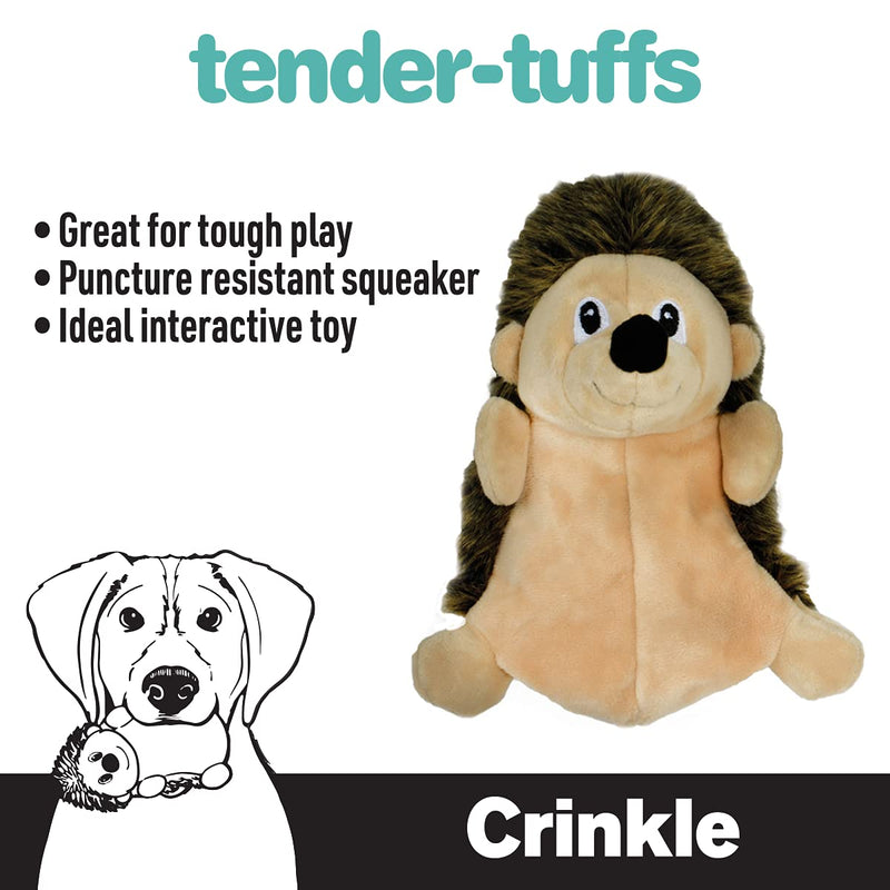 Snuggle Puppy Tender-Tuffs Crinkle - Large Tough Plush Stuffed Hedgehog Animal Dog Toy with Puncture Resistant Squeaker and Super Strong Seams - PawsPlanet Australia