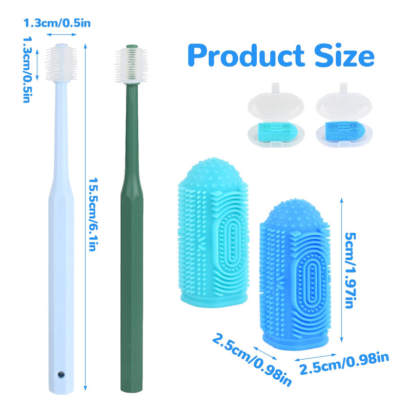 Pack of 4 Cat and Dog Toothbrushes, 360° Toothbrush for Dogs and Cats, Reusable Food Grade Silicone Toothbrush, Suitable for Small, Medium and Large Pets