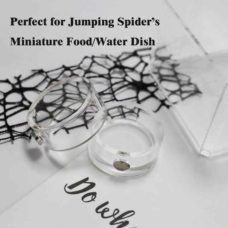 2Pcs Jumping Spider Feeding Dish, Magnetic Tiny Food Dishes Water Dish for Jumping Spider, Tarantula and Other Small Pets,Transparent - PawsPlanet Australia