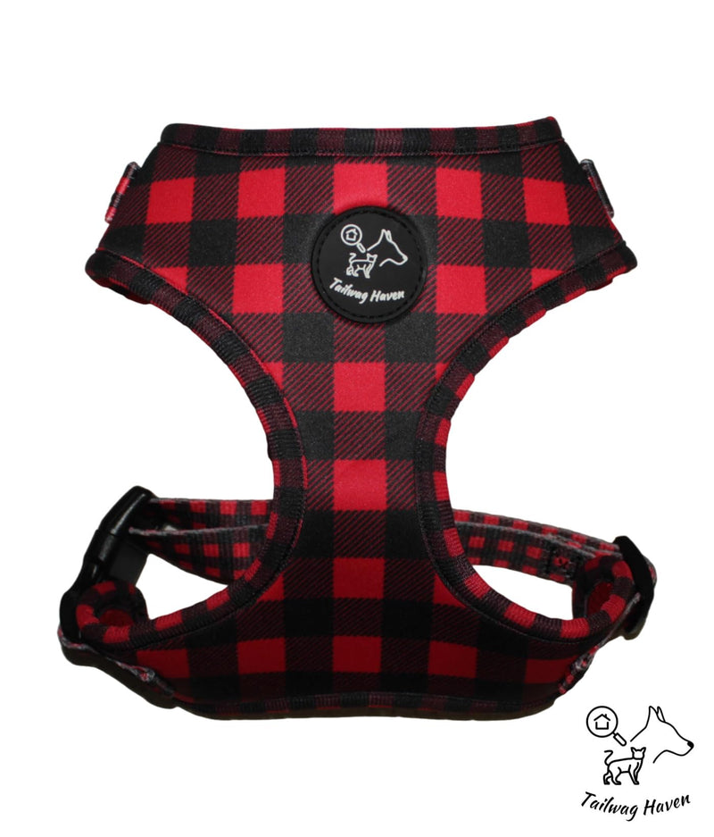 Dog Harness and Leash Set, No Pull Adjustable Soft Padded Vest, No Choke (Medium, Red Plaid) Medium - PawsPlanet Australia