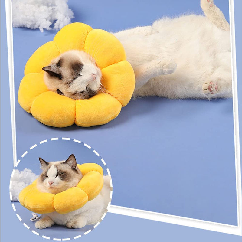 Cat Recovery Cone Collar Pet E-Collar Elizabethan Collar After Surgery Recovery Pet Cone for Cat Puppy Breathable Soft Edge and Easy to Clean (Yellow, Large) Yellow - PawsPlanet Australia