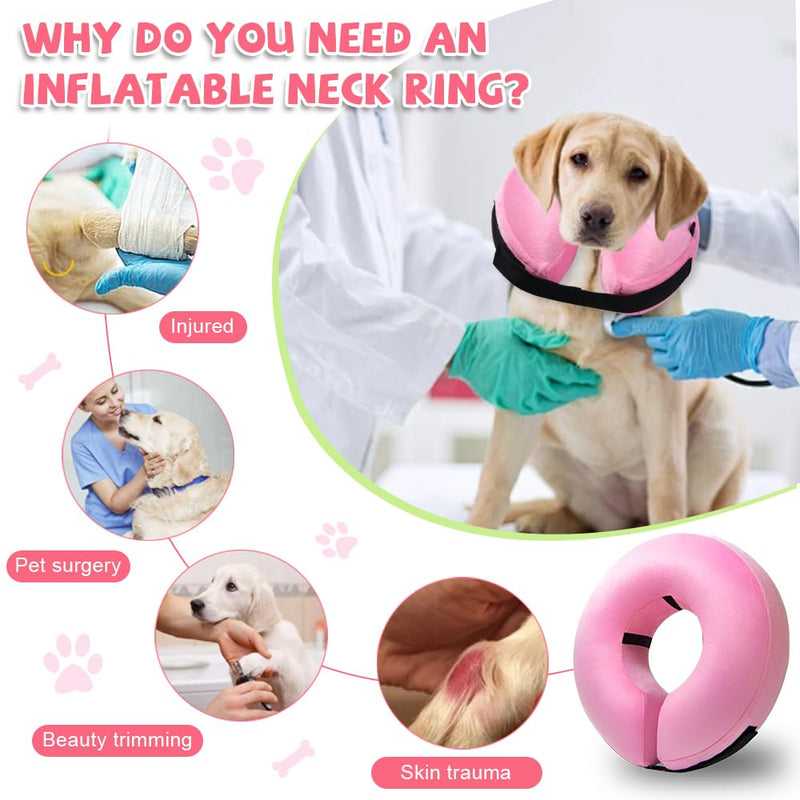 Dog neck brace, dog collar lick protection, SZMK inflatable dog protective collar soft, adjustable neck brace cat neck brace, collar for dog after surgery, cat collar with adjustable buckle - L L