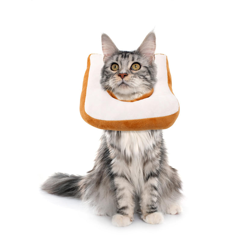 Bread Cat Cone Collar, Soft Adjustable Donut Cat Recovery Collar Lightweight Pet Kitten Cones to Stop Licking Wound Protective Dog Neck Accessories (M) M