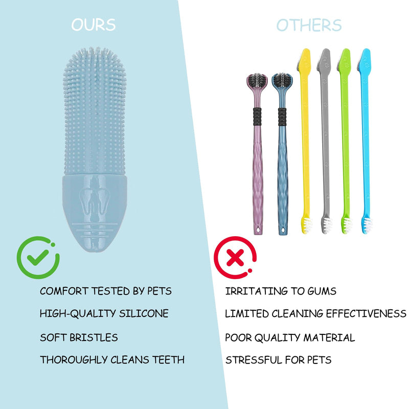 VOSSOT Pack of 4 Dog Toothbrush, Fingerling, Silicone Finger Toothbrush, Dog Finger Cots Dog Dental Care, Soft Toothbrush for Dogs & Cats, for Teeth Cleaning, Dental Care & Teeth Cleaning