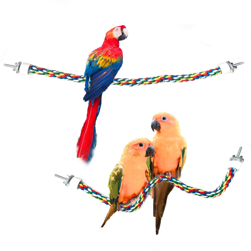 2PCS Bird Rope Perches, Colorful Cotton Parrot Toys Comfy Perch for Rope Bungee Bird Toy 21 Inch