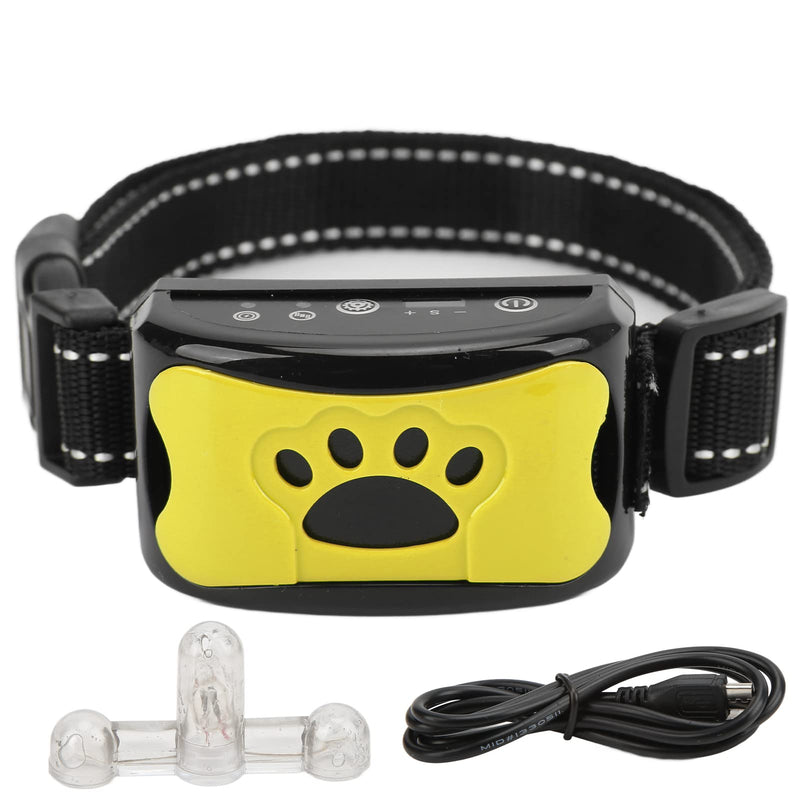 Anti Dog Bark Collar, Dog Barking Collar, USB Rechargeable Vibration Intelligent Recognition Training Collar 7 Sensitivity (Lemon Yellow) - PawsPlanet Australia